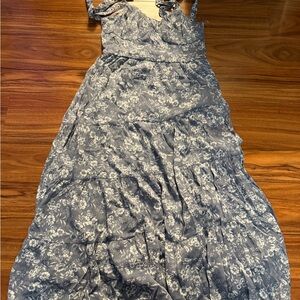 STATE Blue and White Floral Tiered Maxi Dress
